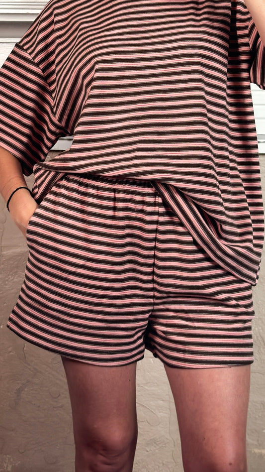 Raspberry Chocolate Striped Shorts