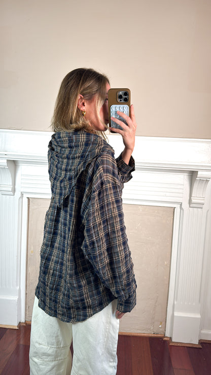 Oversized Plaid Shirt with Matching Scarf