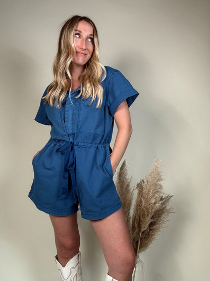 Royal Blue Denim Romper