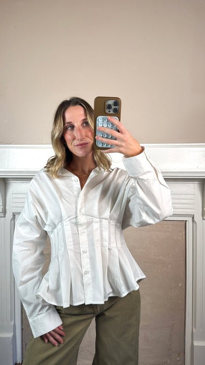 Cinched Pintuck Structured Blouse