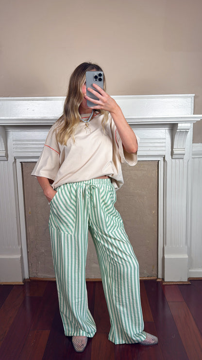 Sage Striped Pants