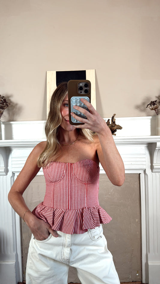 Melly Striped Peplum Tube Top