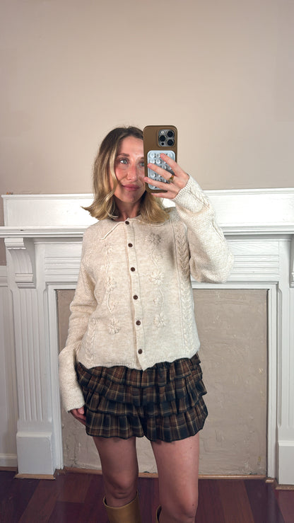 Plaid Tiered Ruffle Mini Shorts