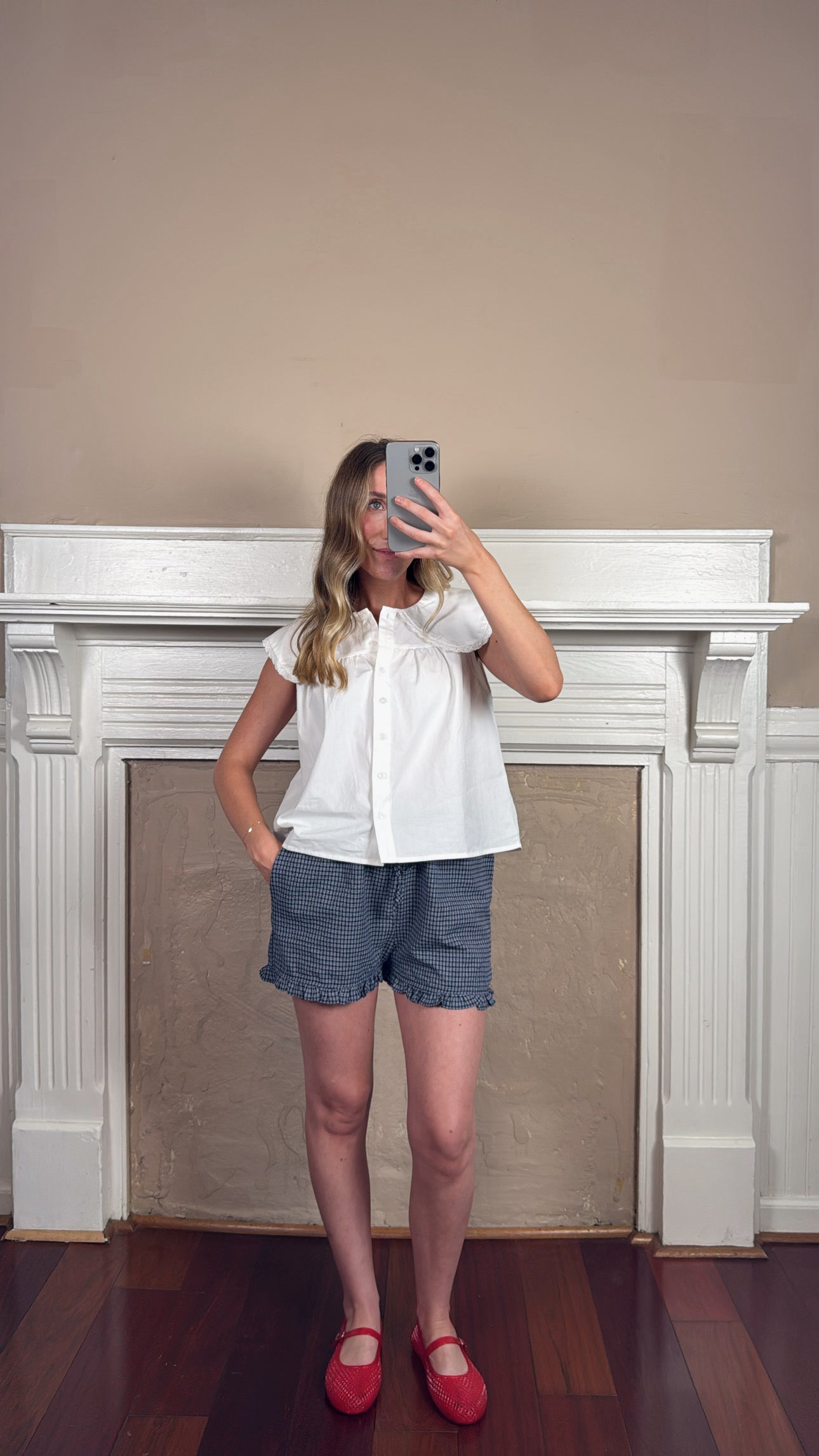 Plaid Ruffle Hem Shorts