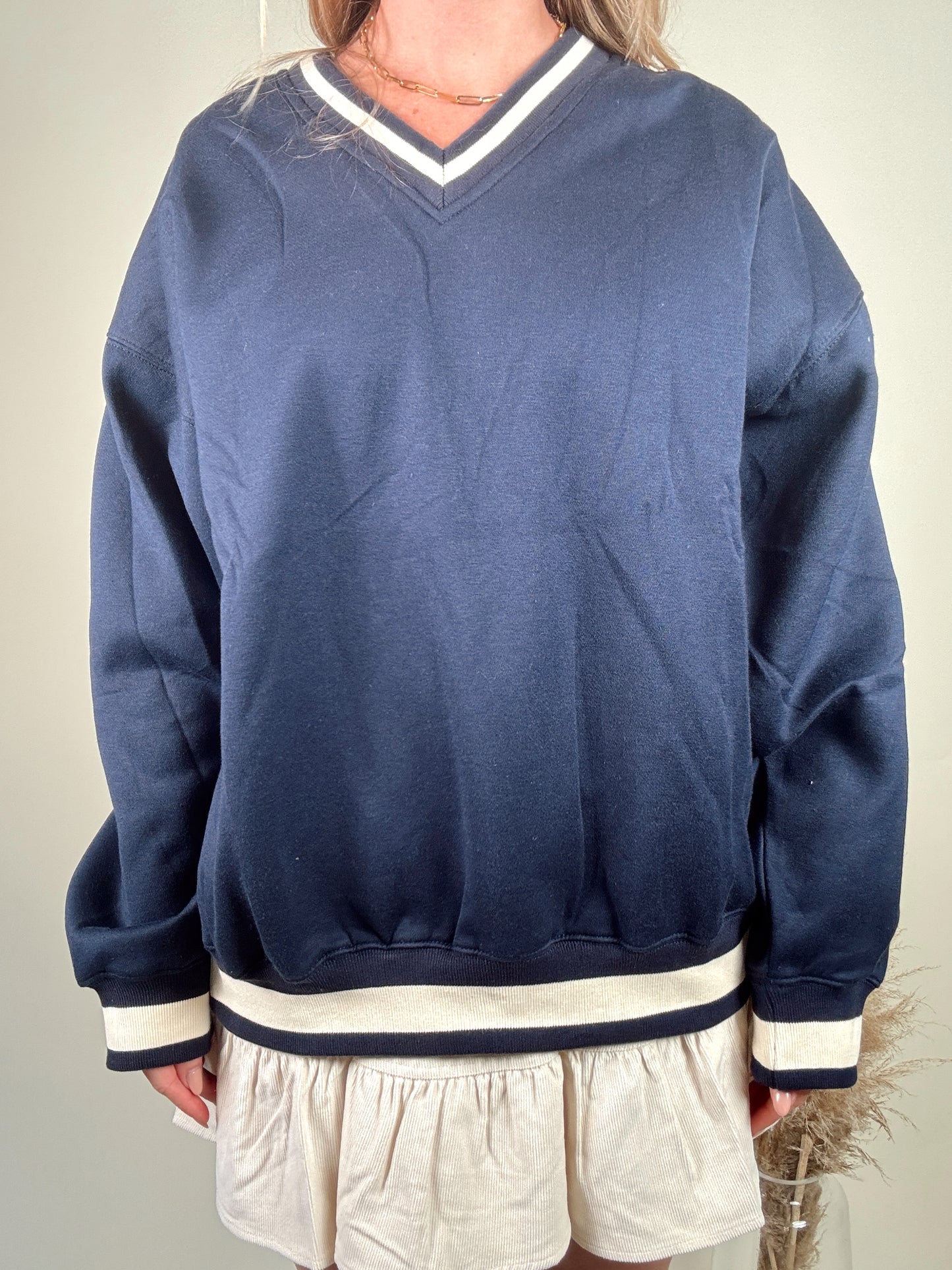 Stripe Hype Oversized Pullover - Navy