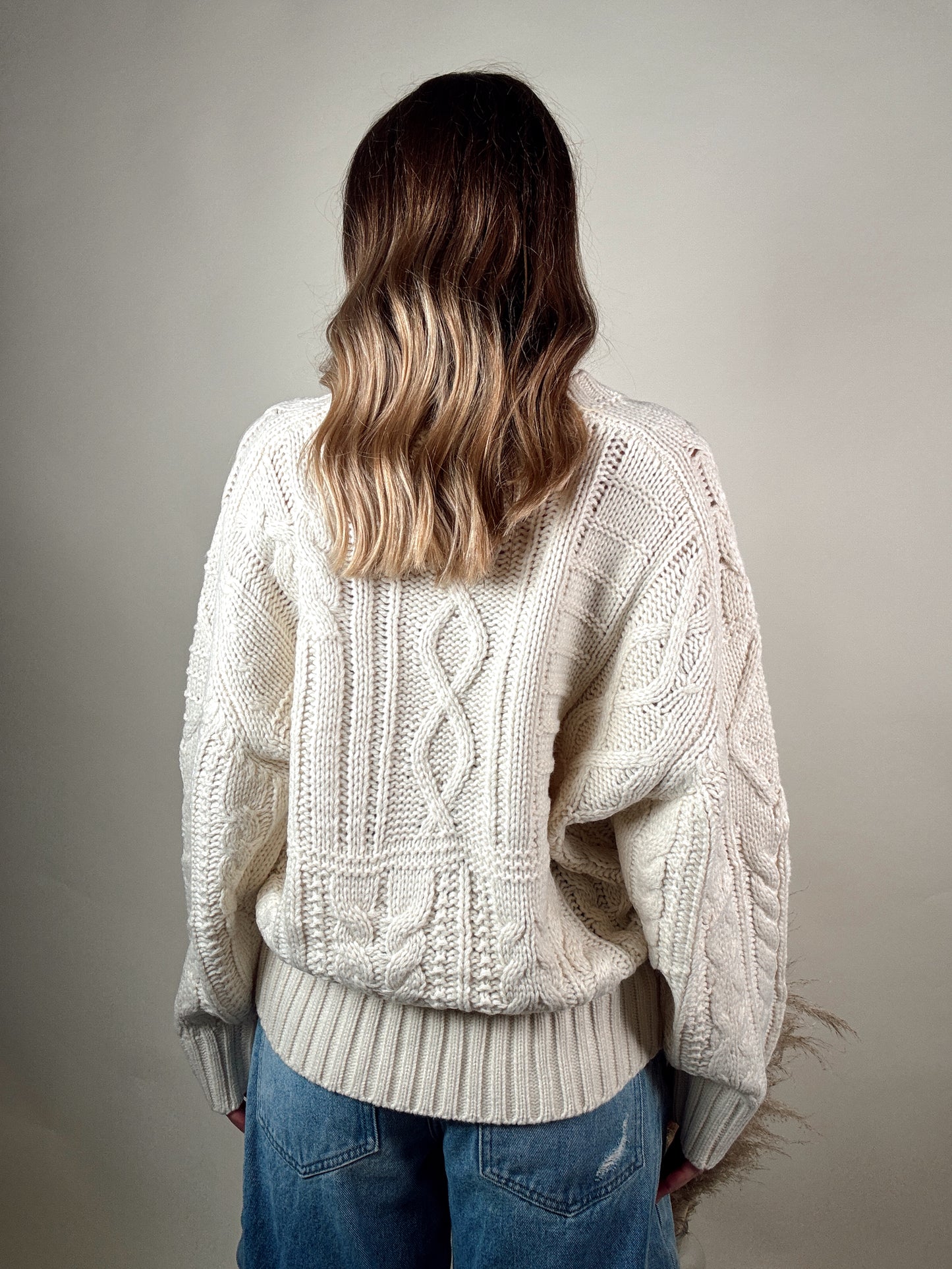 Cable Knit Varsity Sweater