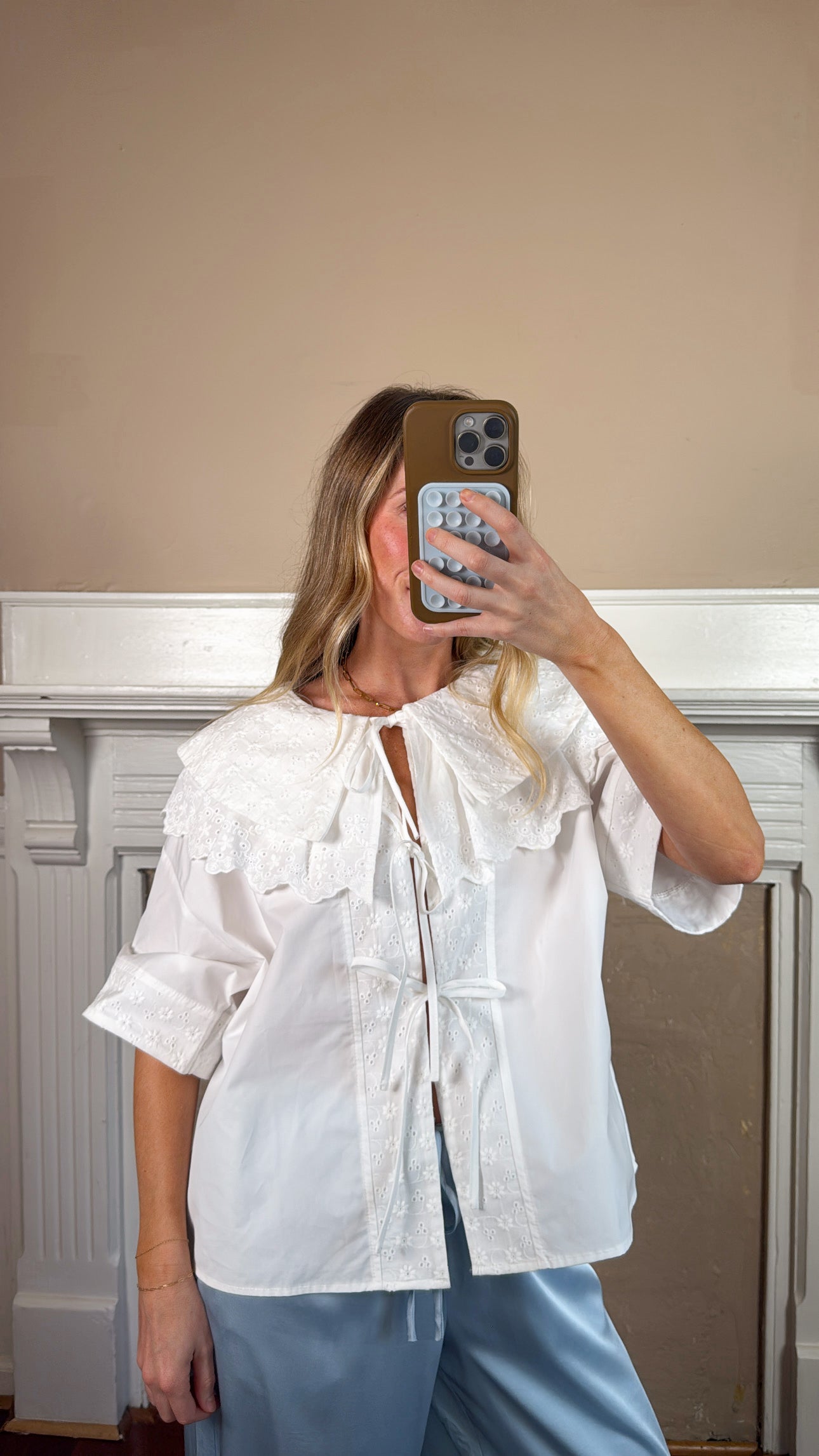 Scallop Eyelet Blouse