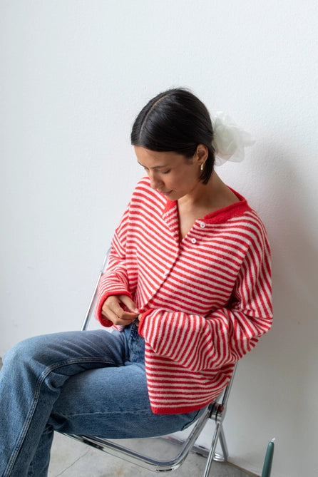 Nola Cardigan - Red Stripes