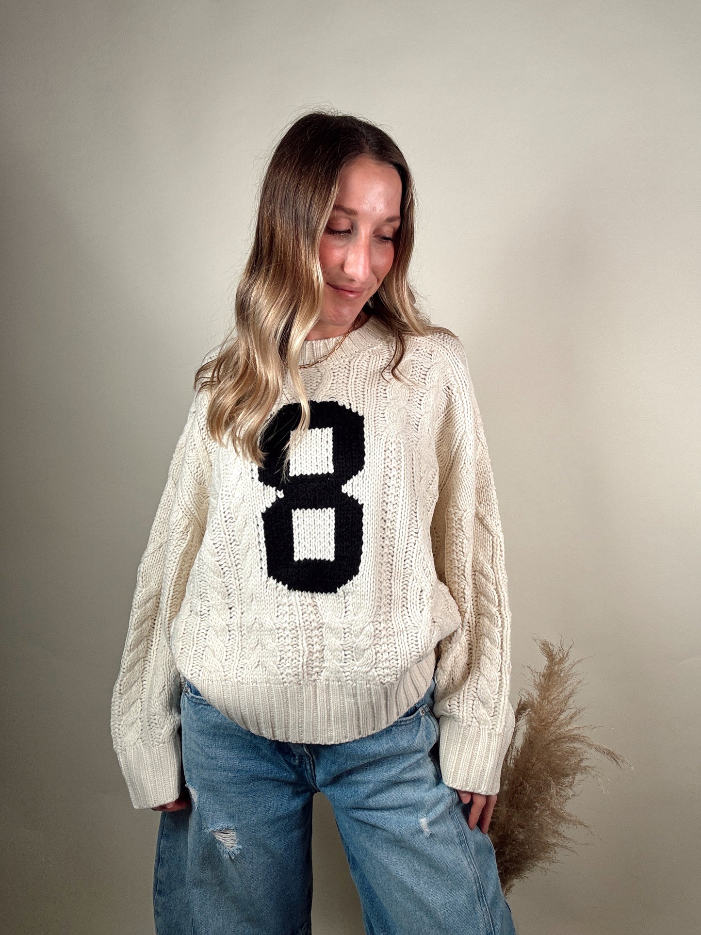 Cable Knit Varsity Sweater
