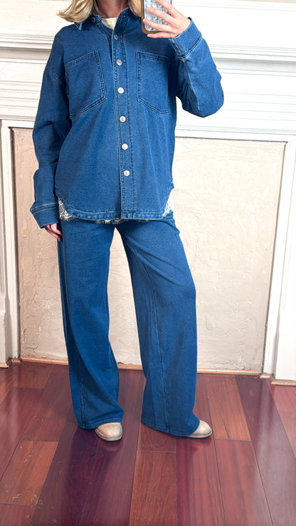 Knit Cotton Wide Leg Pants - PREORDER
