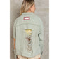 Patch Work Distressed Jacket - Dusky Sage