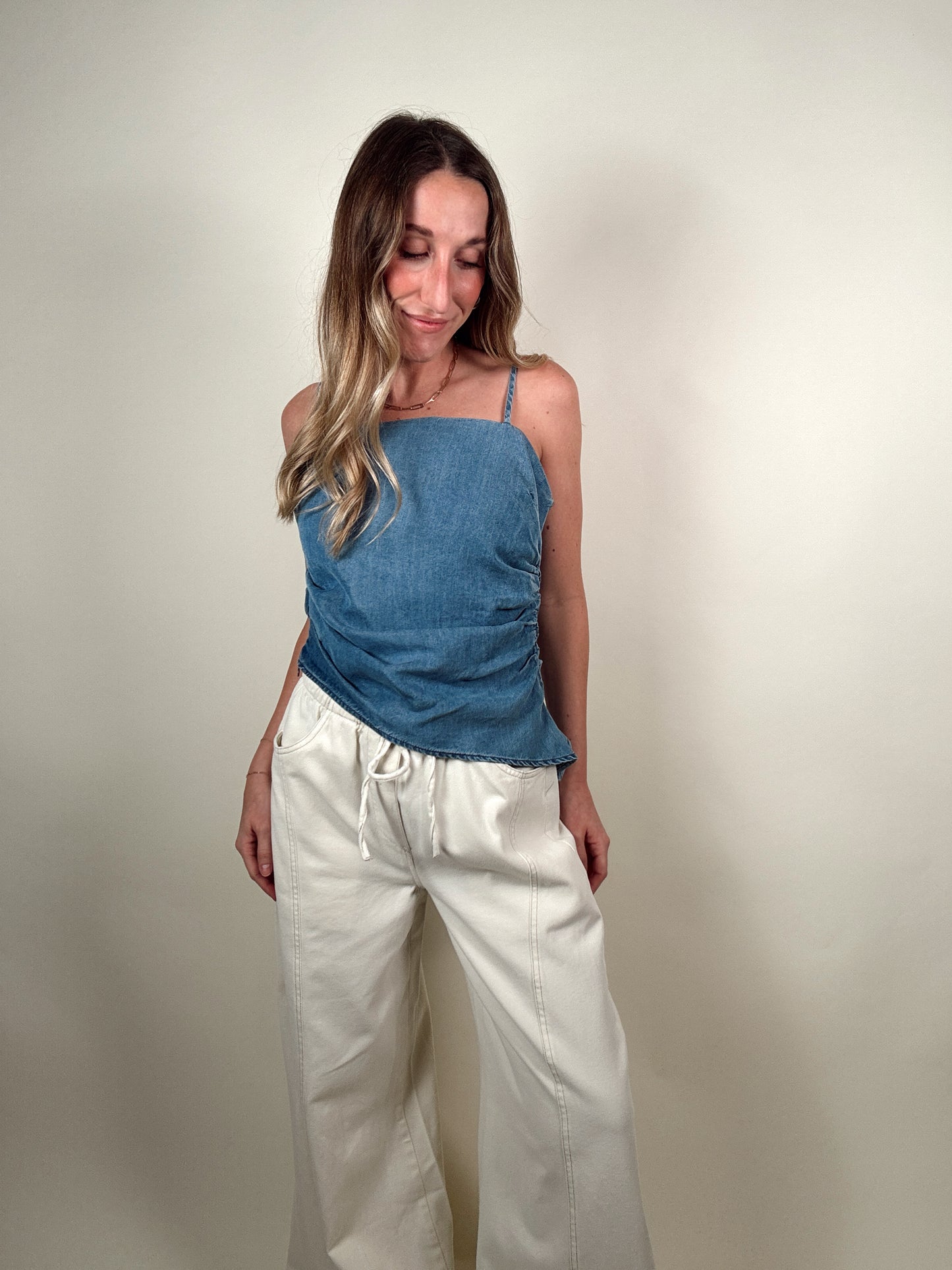 Asymmetrical Denim Top