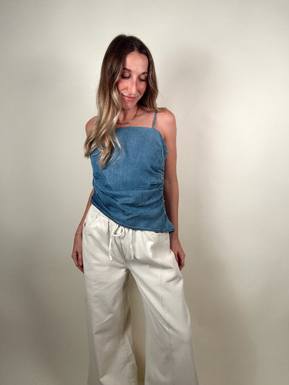Asymmetrical Denim Top