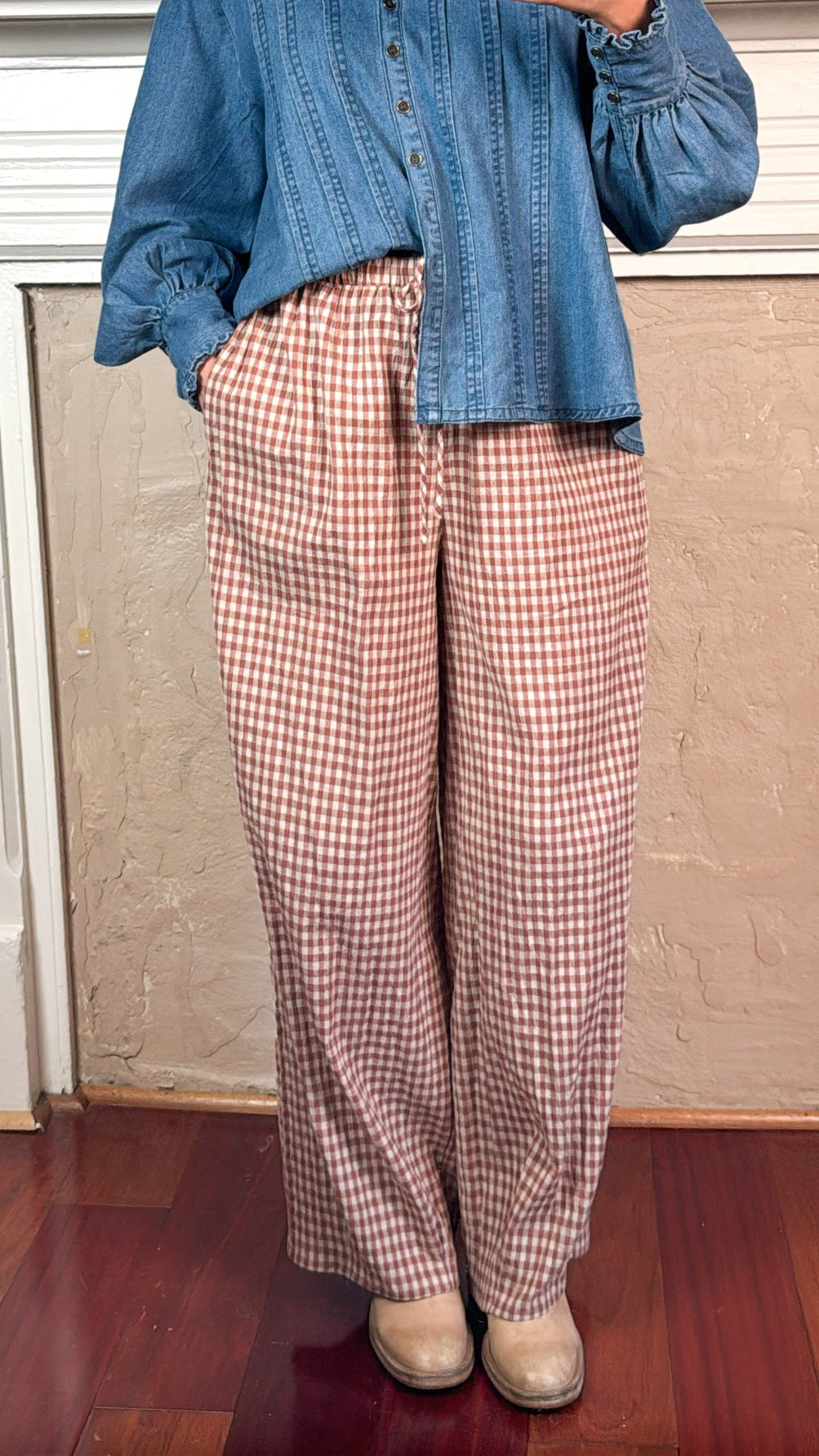 Gingham Pants - Dusty Rose