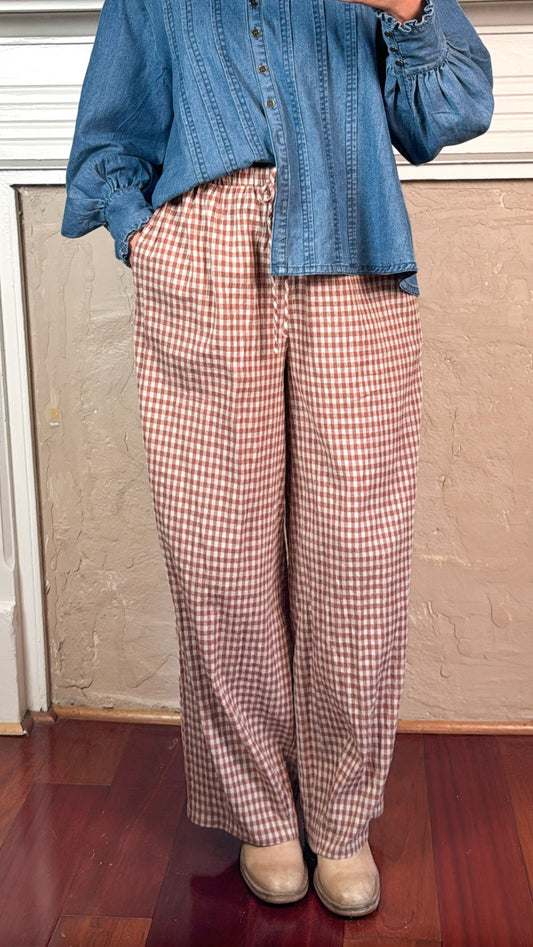 Gingham Pants - Dusty Rose