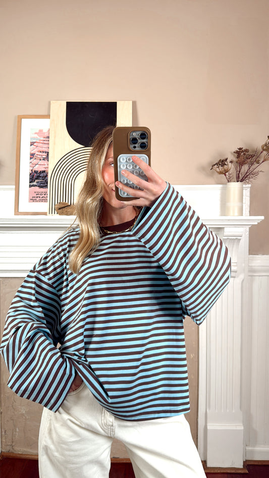 Oversized Striped Basic Top