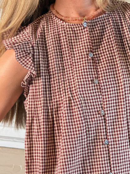 Clara Ruffle Sleeve Gingham Top