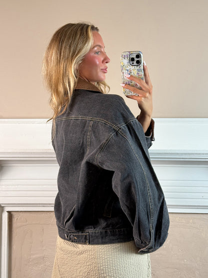Mix Media Oversize Denim Jacket