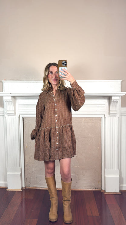 Caden Plaid Shirt Mini Dress