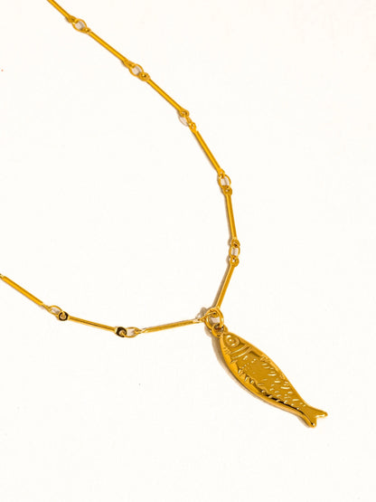 Coralie 18K Gold Non-Tarnish Fish Pendant Chain Necklace
