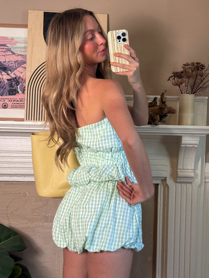 Zarah Gingham Bubble Top and Shorts Set