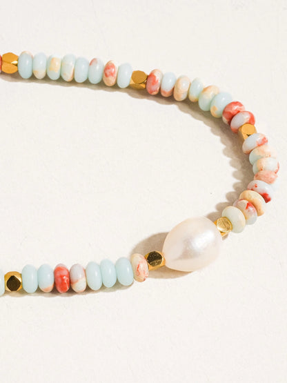 Swank Non-Tarnish Boho Beaded Pearl Necklace