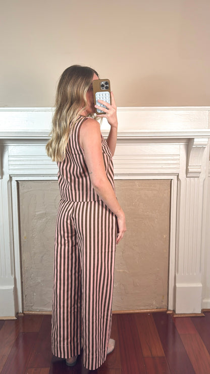 Kenny Striped Top and Pants Set - Pink