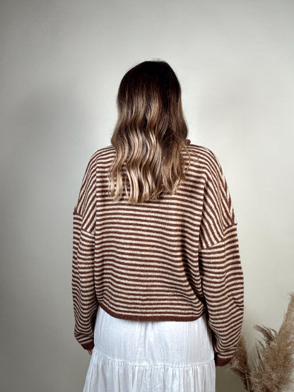 Nola Cardigan - Mini Striped Brown