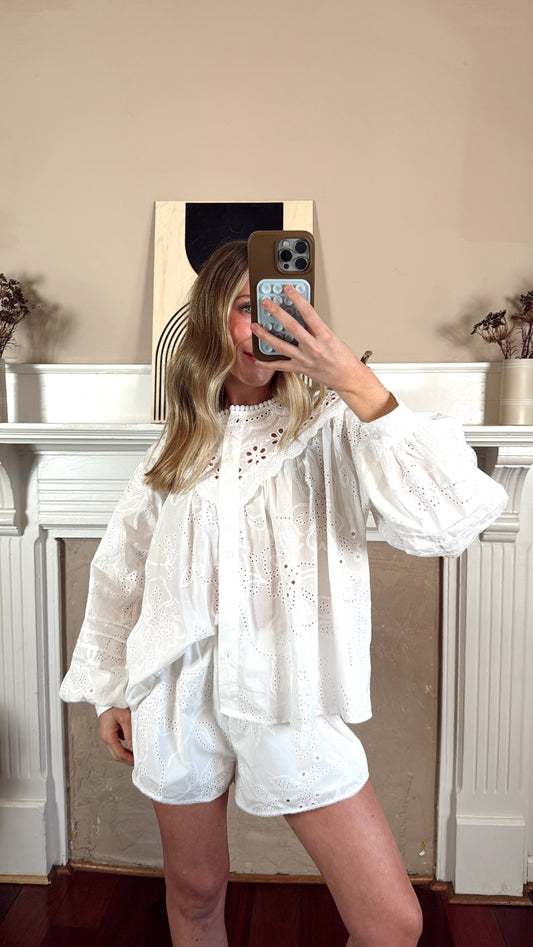 Izzy Eyelet Blouse and Shorts Set