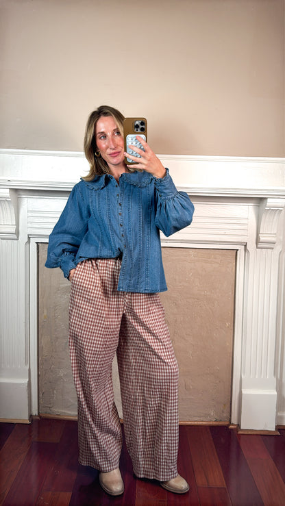 Gingham Pants - Dusty Rose