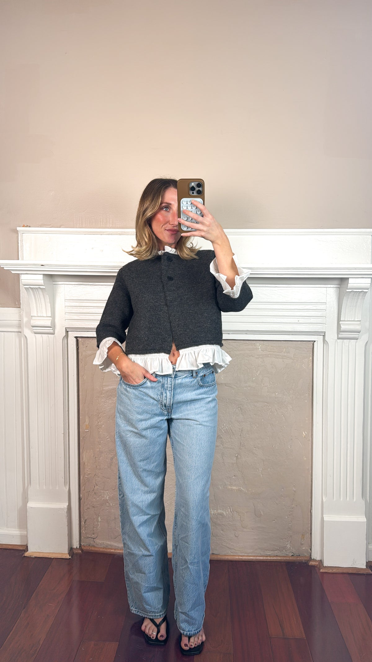 Charcoal Ruffled Cardigan