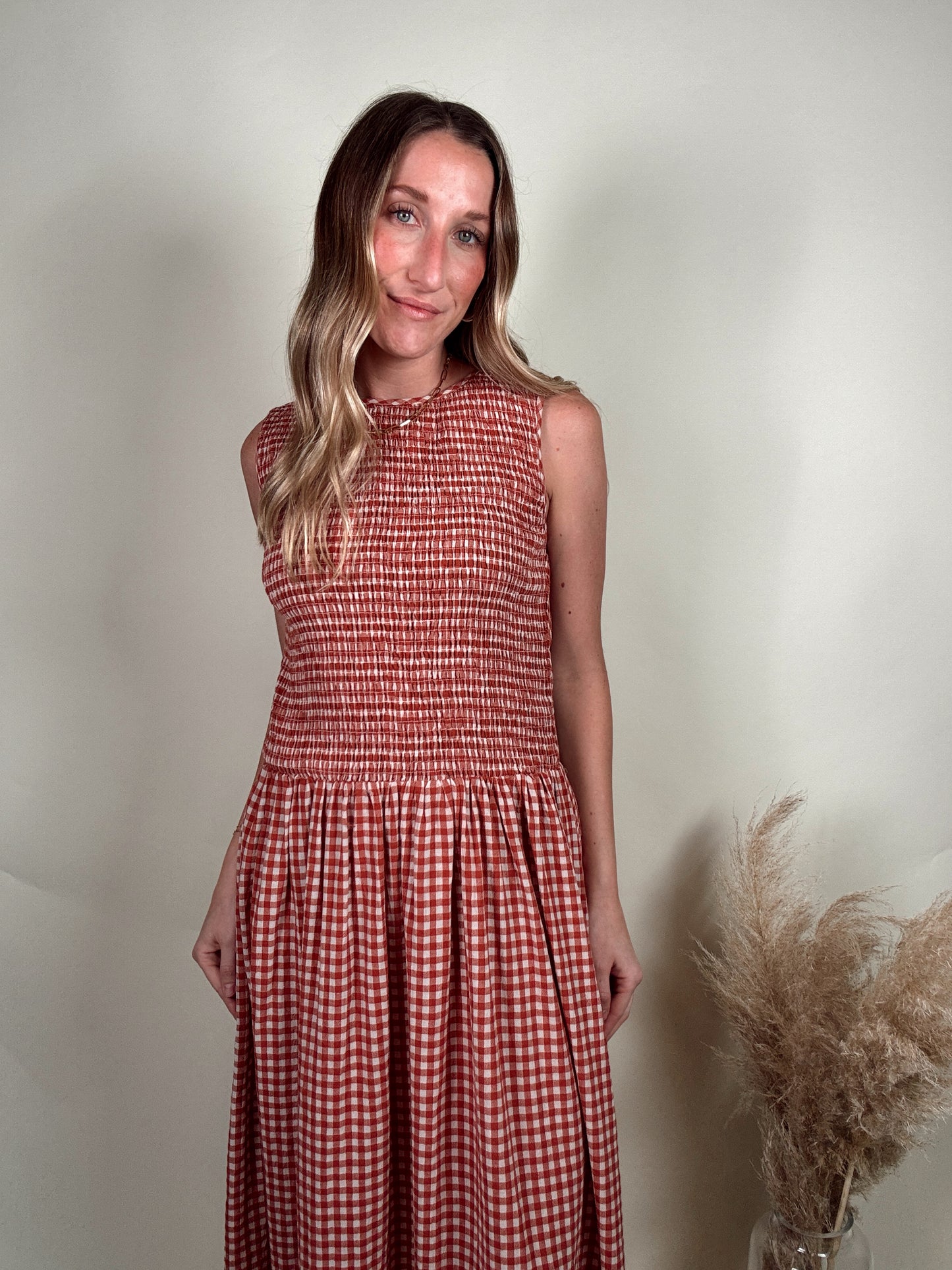 Sayler Gingham Smocked Dress