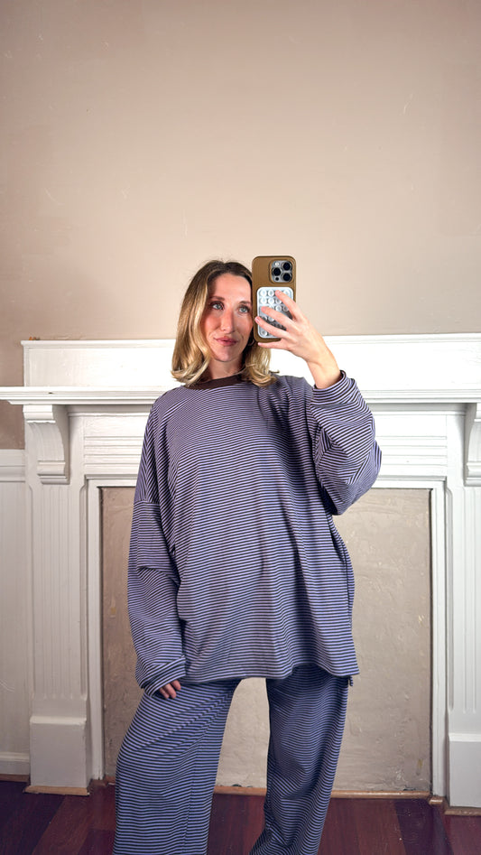 Lavender Chocolate Striped Top