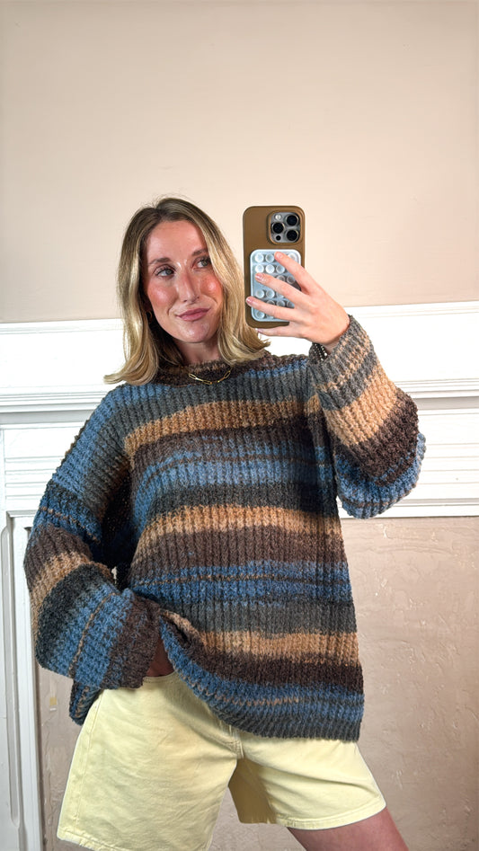 Oversized Striped Knit Sweater - PREORDEr