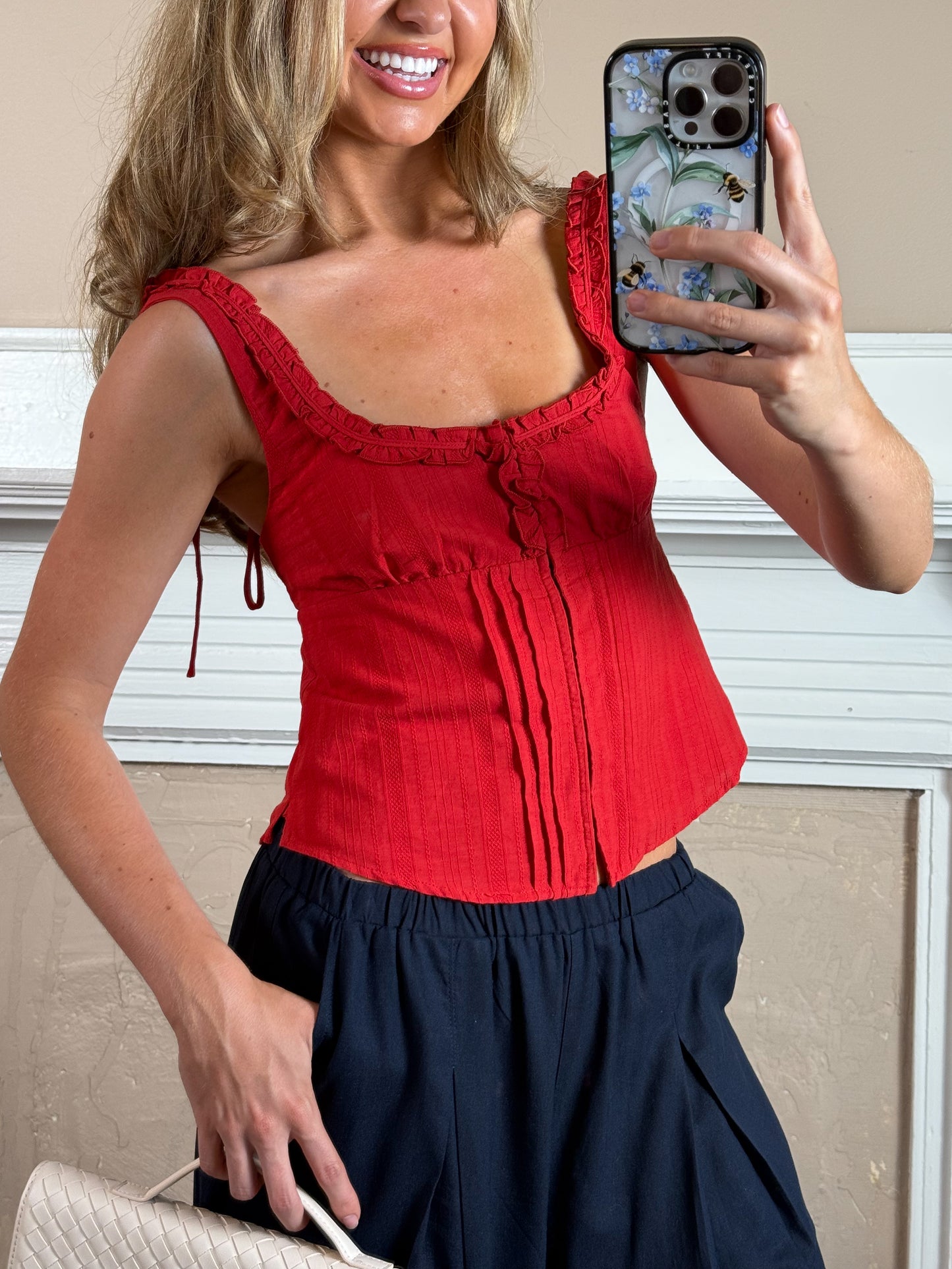 May Ruffle Trim Tie Back Top
