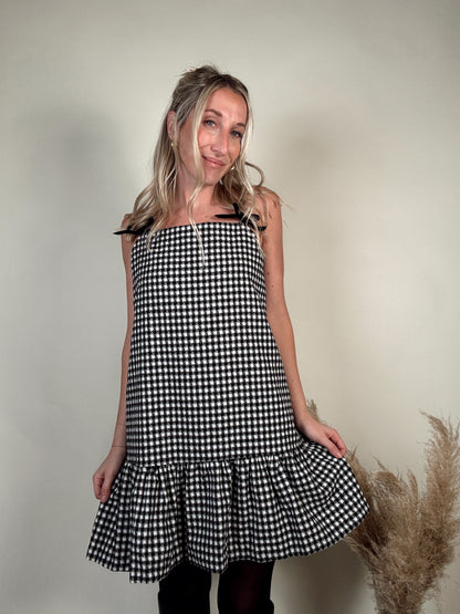 Penelope Plaid Dress - Black/White