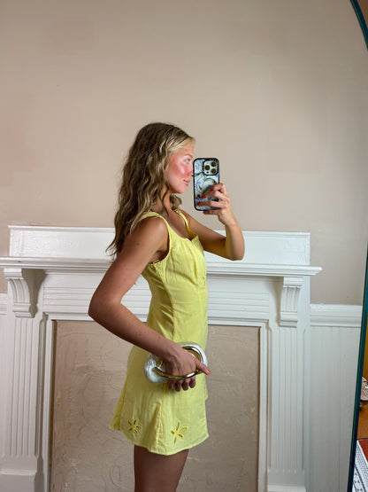 Lemon Floral Embroidered Dress