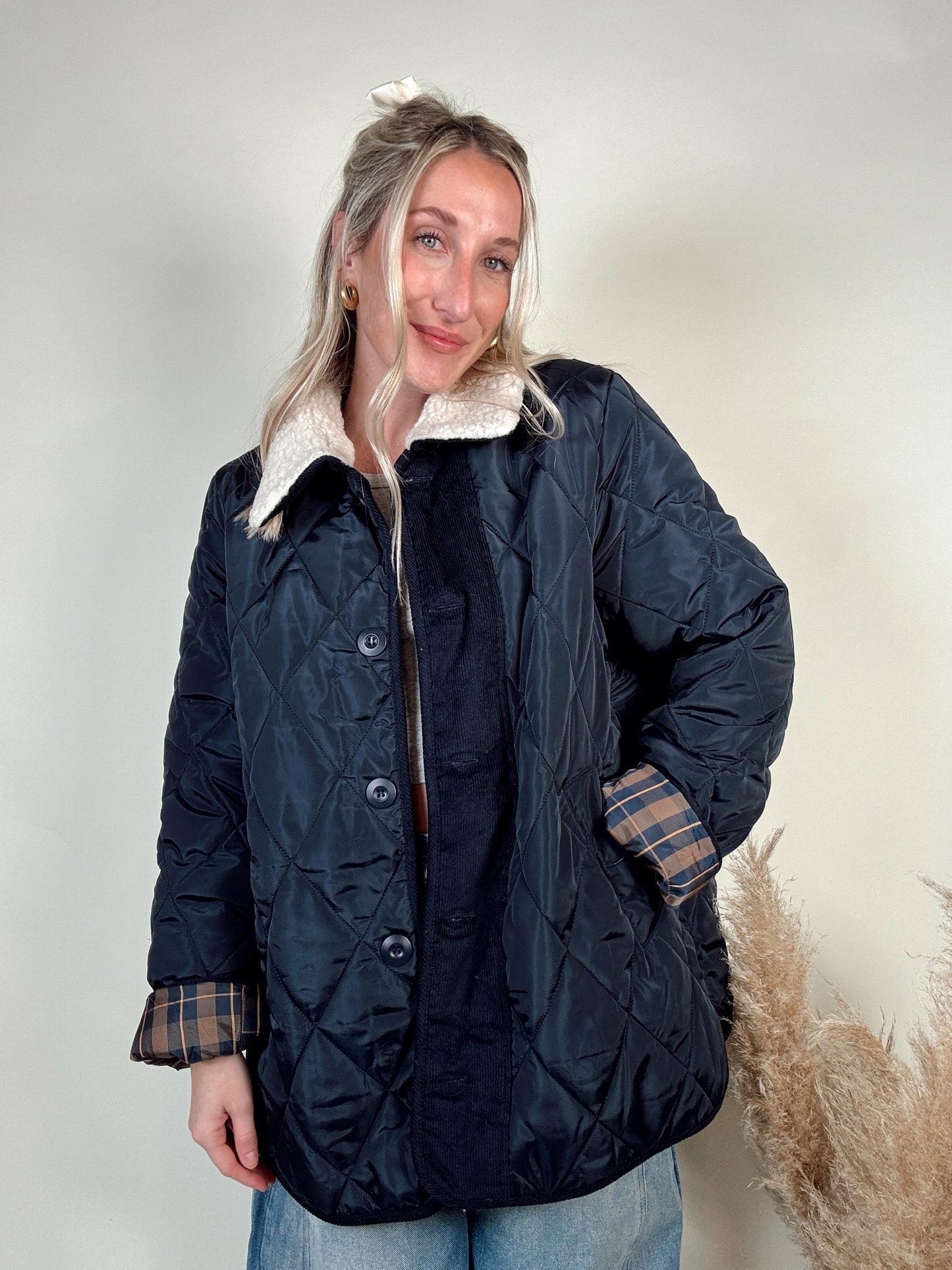 Navy Quilted Jacket