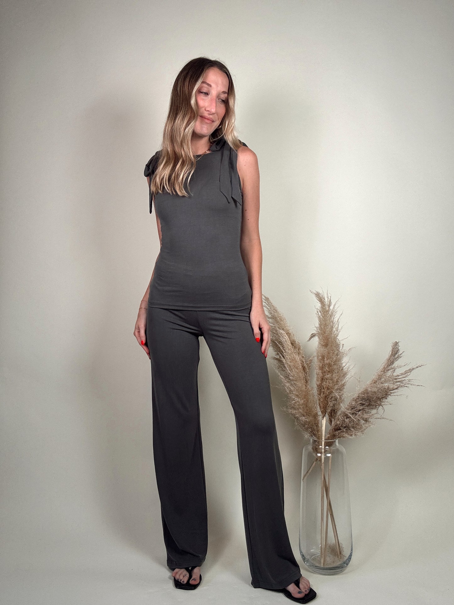 Greta Shoulder Tie Top and Pant Set