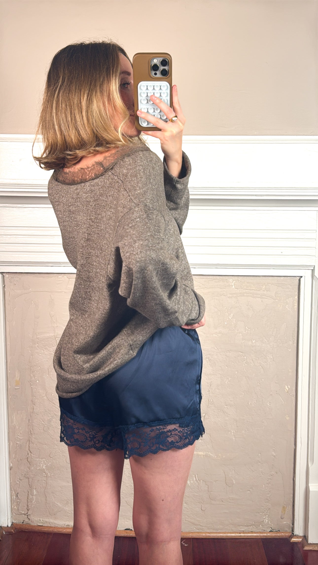 Lace Trim Satin Shorts
