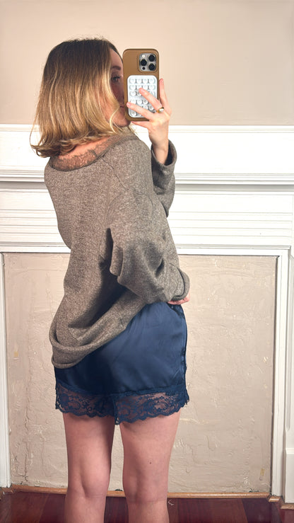 Lace Trim Satin Shorts