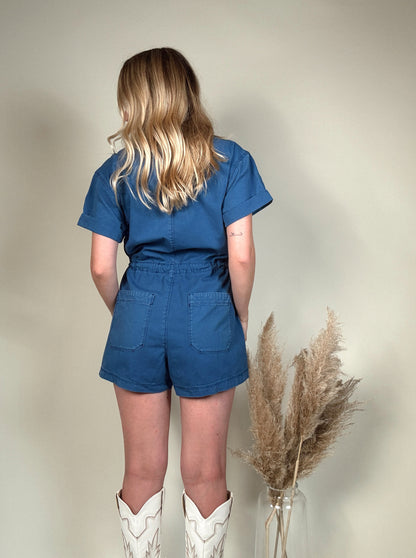 Royal Blue Denim Romper