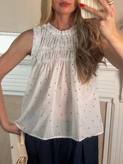 Ivory Dot Smocked Top