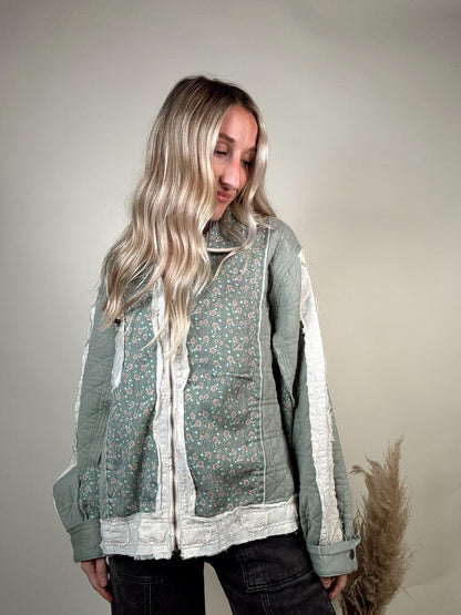 Seafoam Floral Quilted Jacket