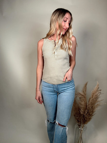 Ribbed Button Down Baby Tank