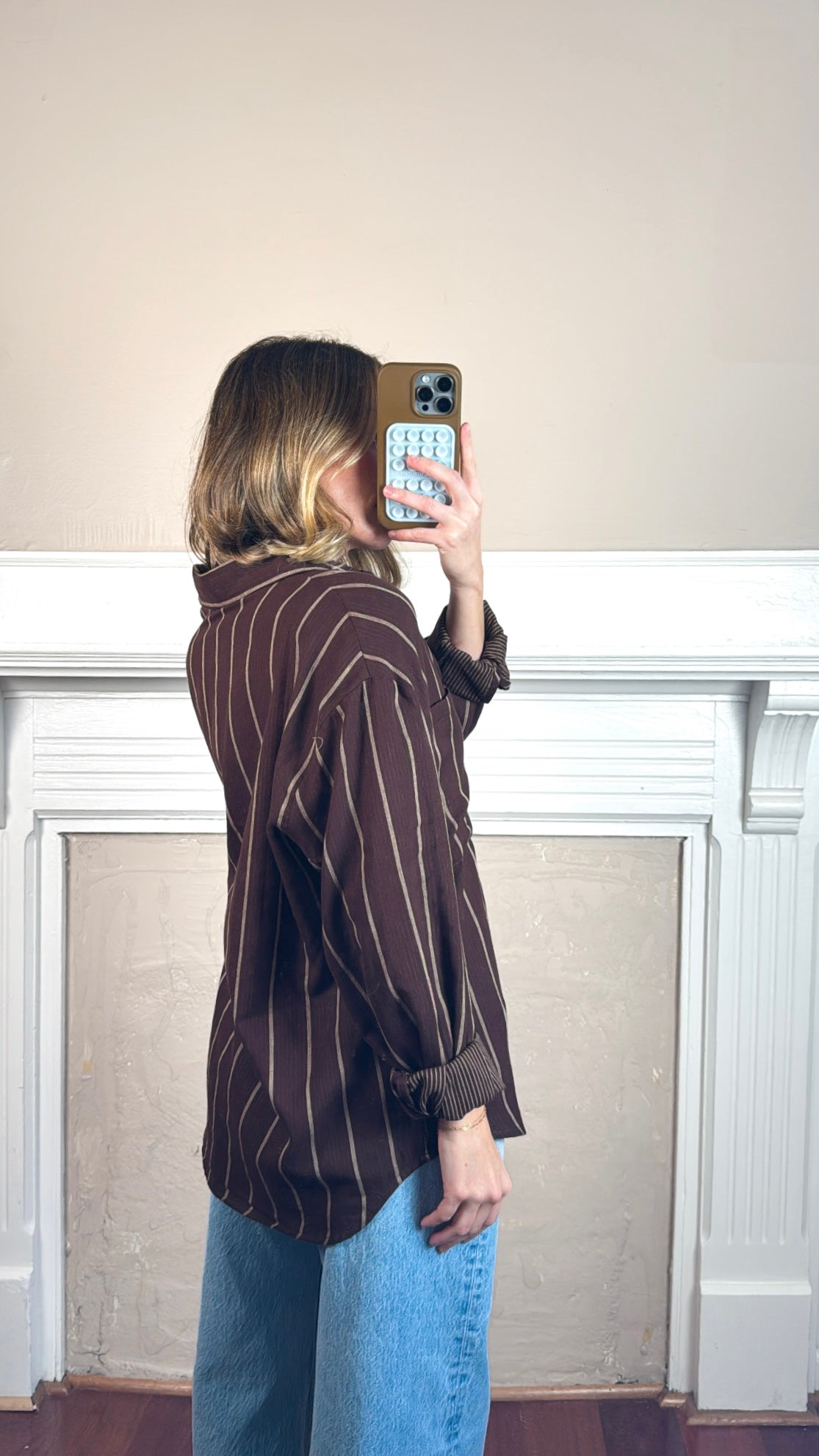 Oversized Striped Cotton Button Down Shirt