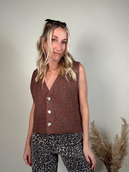 Zoe Sweater Vest - Brown