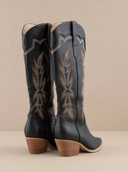 Ansley Black Western Cowboy Boot