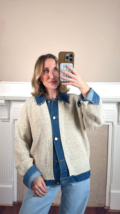Oatmeal Denim Cardigan