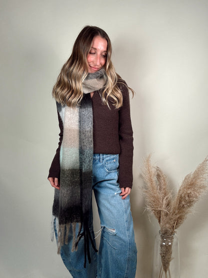 Beaufort Gingham Scarf - Grey Mint